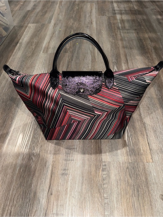 Longchamp Handbags - Longchamp Op Art LRG Black and Multi-Color Shoulder Tote